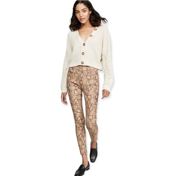 New Frame Le High Skinny Crop in Coated Python Size 27 - Picture 8 of 14